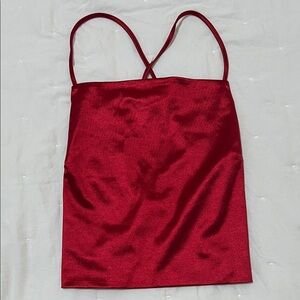Elegant Red Satin Women's Top